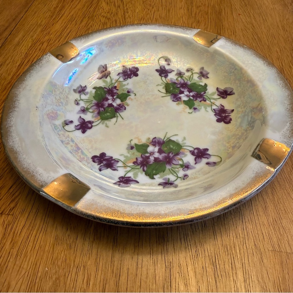 Vintage Floral Ashtray “Sweet Violet” by Norcrest Luster Bowl